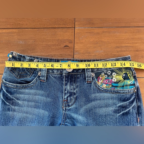 Vintage Y2K Zana Di  Embroidered Low Rise Jeans Sunshine Floral Medium Wash Sz 7 - Picture 13 of 15